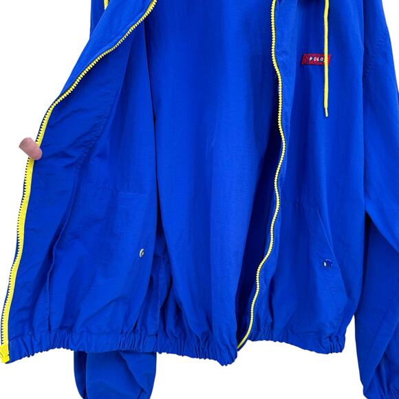 Vintage Polo by Ralph Lauren Sport Royal Blue 90's Windbreaker Zip Up Jacket - Picture 6 of 8